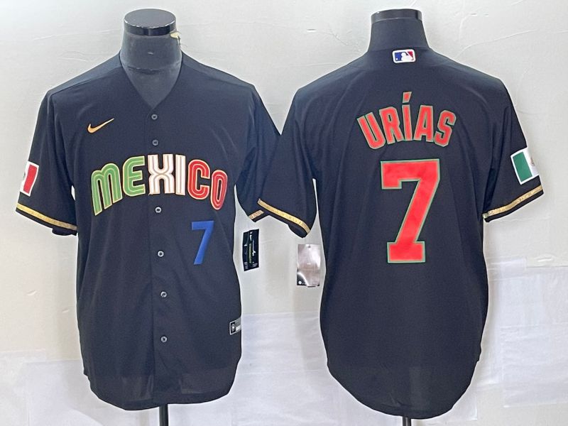 Men 2023 World Cub Mexico #7 Urias Black Nike MLB Jersey style 91832